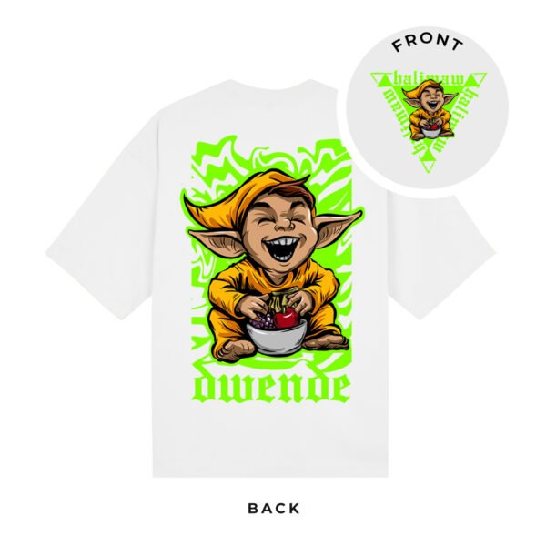 1 myth_with circle_dwende white back FilipinoMythSeries Dwende TShirt